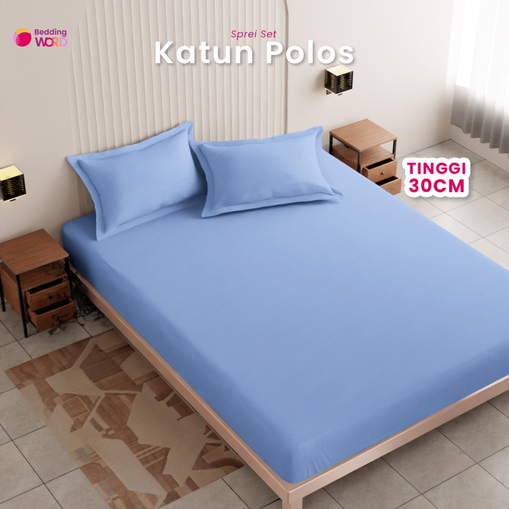 Sprei Set Katun Polos tinggi 30cm / sprei katun polos premium aesthetic single kingsize / 120x200 16