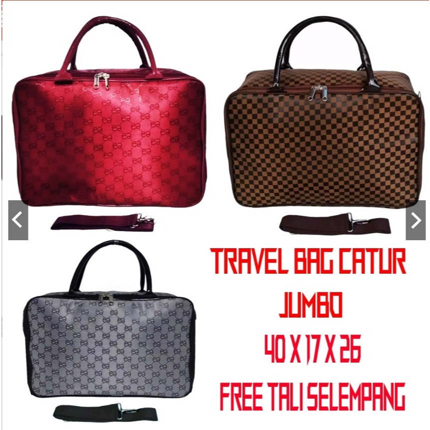 PREMIUM Glossy ~ TRAVEL BAG KOPER CATUR COKLAT MAROON ABU (TAS KOPER JINJING/TAS RENANG) lebaran tas
