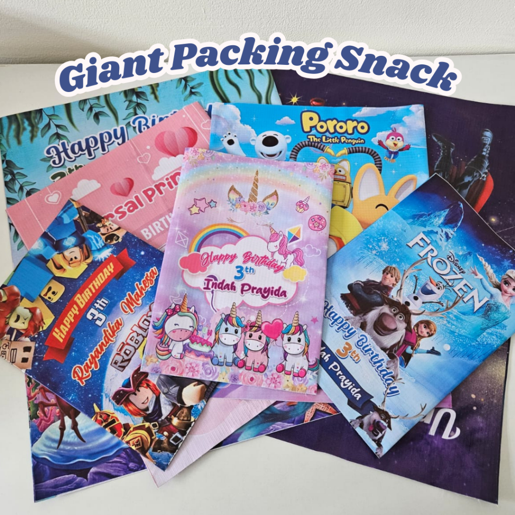 

Giant Packing Snack birthday / Kantong makanan/Giant Spanduk Custom/kantong souvenir