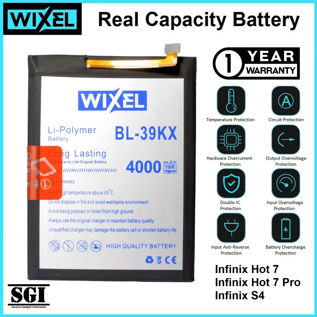 WIXEL Baterai BL-39KX Infinix Hot 7 X625 / Hot 7 Pro X624 / S4 X626 Double Power Real Capacity Batre Batrai Battery Original Ori BL39KX HP Handphone Dual