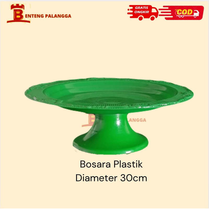 (1BH) Kaki Bosara/ Piring Bosara Plastik /Piring Buah / Dish Fruit/ Tempat Kue Khas Bugis Hijau