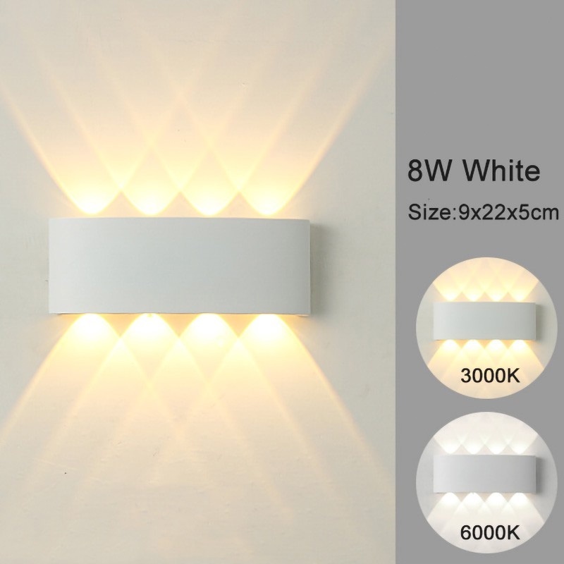 【Ini bukan lampu tenaga surya!】Lampu Dinding Taman Outdoor COB 4 MATA 6 MATA 8 MATA / LED Wall Light Minimalis 4X1W LAMPU TEMPEL COCOK UNTUK TEMBOK PILAR OUTDOOR INDOOR RUMAH-8W-Putih-kuning