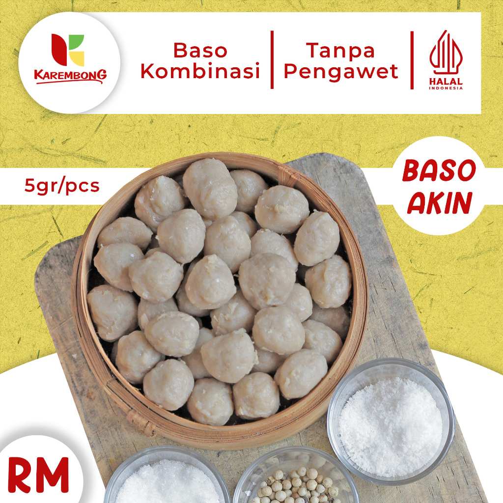 

Baso/Bakso sapi /Baso kombinasi Ukuran Mini (Baso Akin)