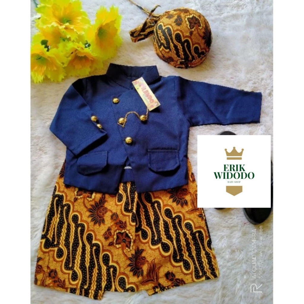 Beskap Anak dan Bayi Biru Navy /FREE BLANGKON