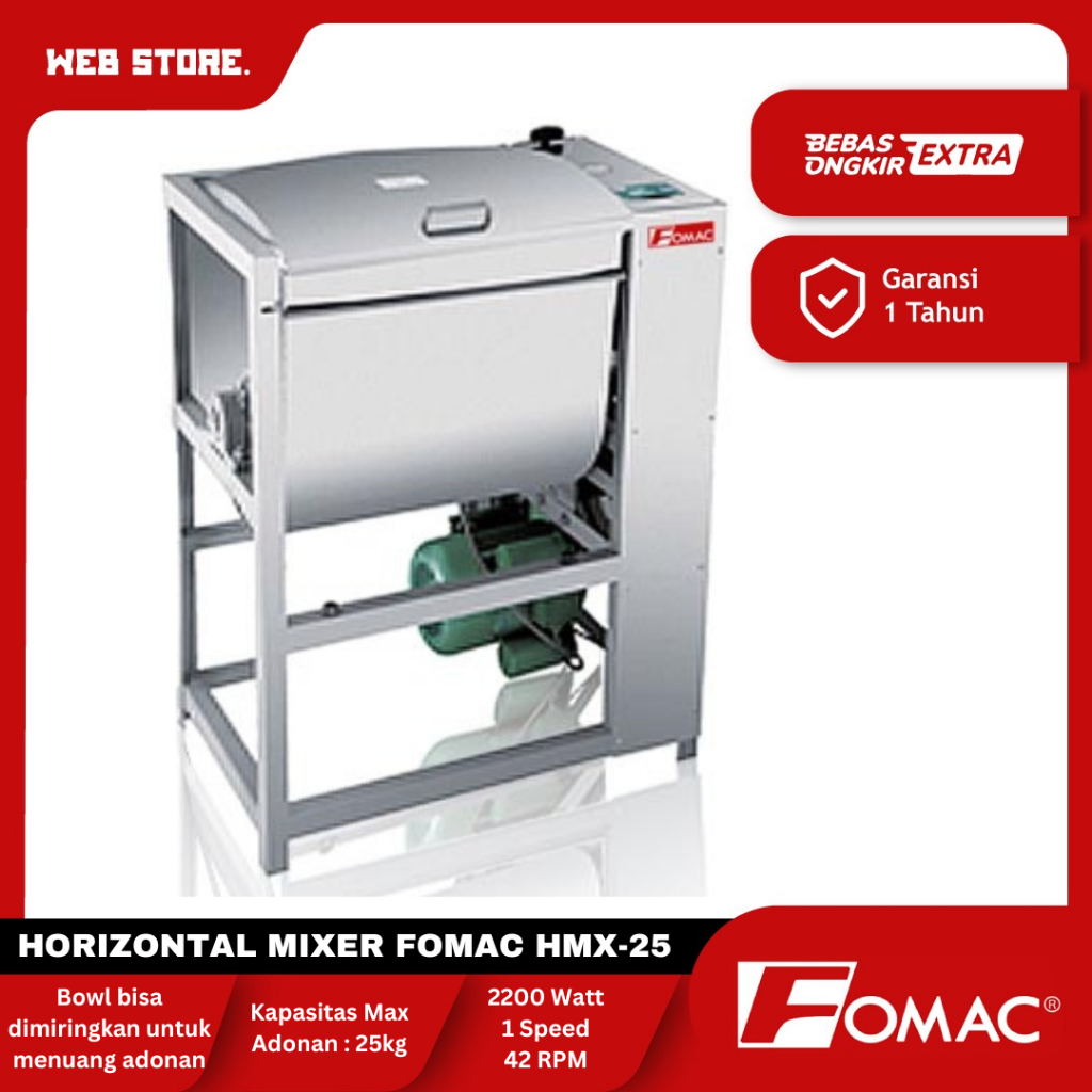 Horizontal Dough Mixer 25kg Mesin Pengaduk Adonan Mie Donat Roti Dimsum Cireng FOMAC HMX-25