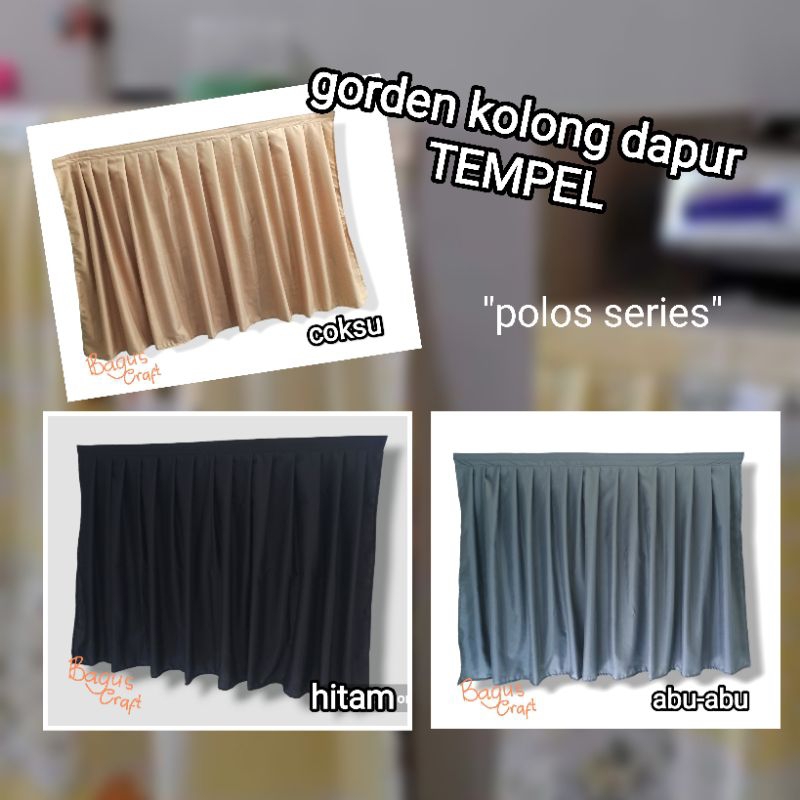 gorden kolong dapur tempel anti ribet tanpa paku (bisa custom ukuran)#polos series