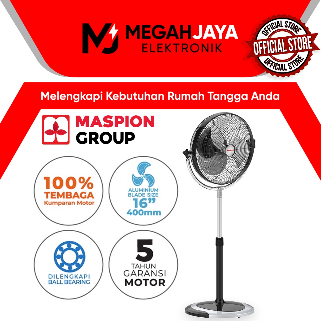 [COD READY] MASPION STAND FAN / KIPAS ANGIN PW-1603 S / PW 1603 S / PW1603S (16 INCH) GARANSI RESMI
