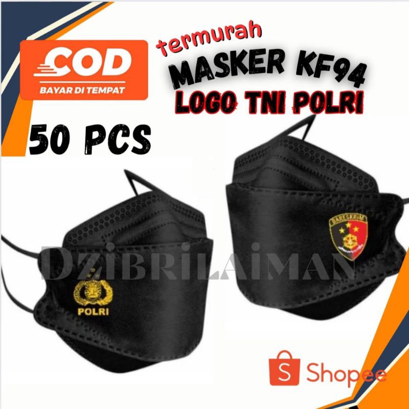 MaskerKf94 Masker Kesehatan Logo TNI POLRI dan bumn KAI non box isi 50 pcs