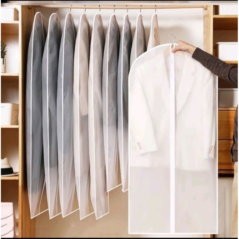 COVER BAJU GANTUNGAN ANTI DEBU RESLETING | PLASTIK BAJU GANTUNG GAMIS JAKET KEMEJA TEBAL