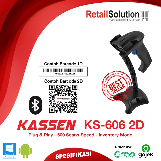 Barcode Scanner 2D Wireless Bluetooth - Kassen KS606 KS-606