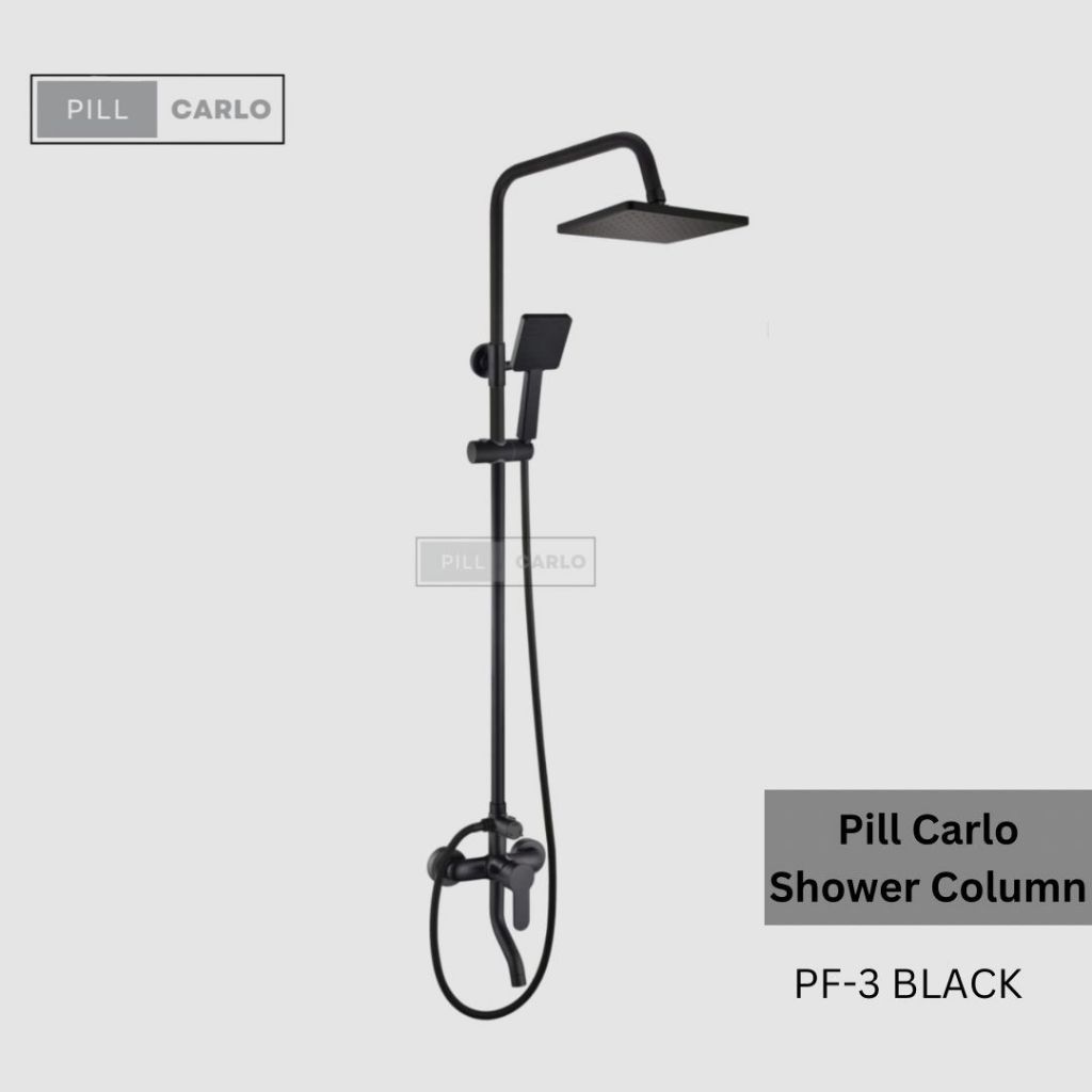 Pill Carlo / PF-3 Black / Shower Column/ Wall Shower / Tiang Set