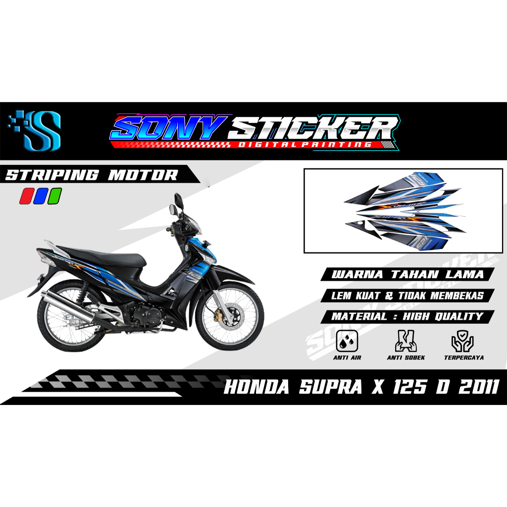 Striping Murah Dan Lengkap - Stiker List Body Motor Supra X 125 D 2011 - Striping Standar Honda Supr