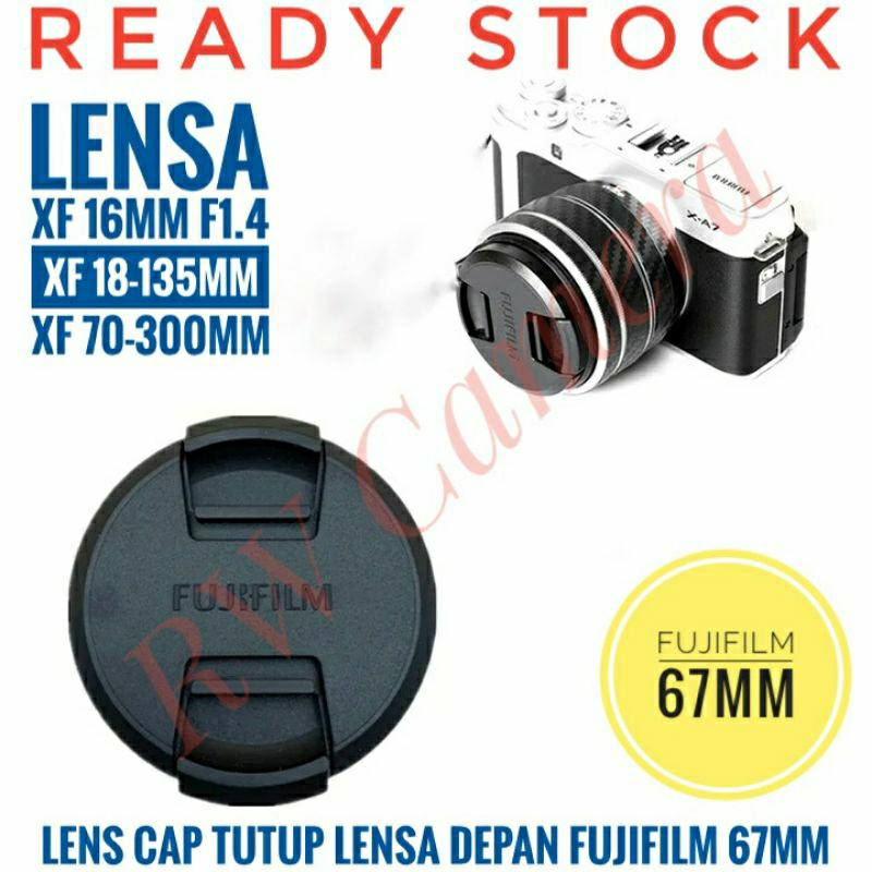 Lens Cap Logo Fujifilm 67mm Tutup Lensa Depan Fuji 67 mm XF 16mm F1.4 18-135mm 70-300mm 56mm WR 16 1