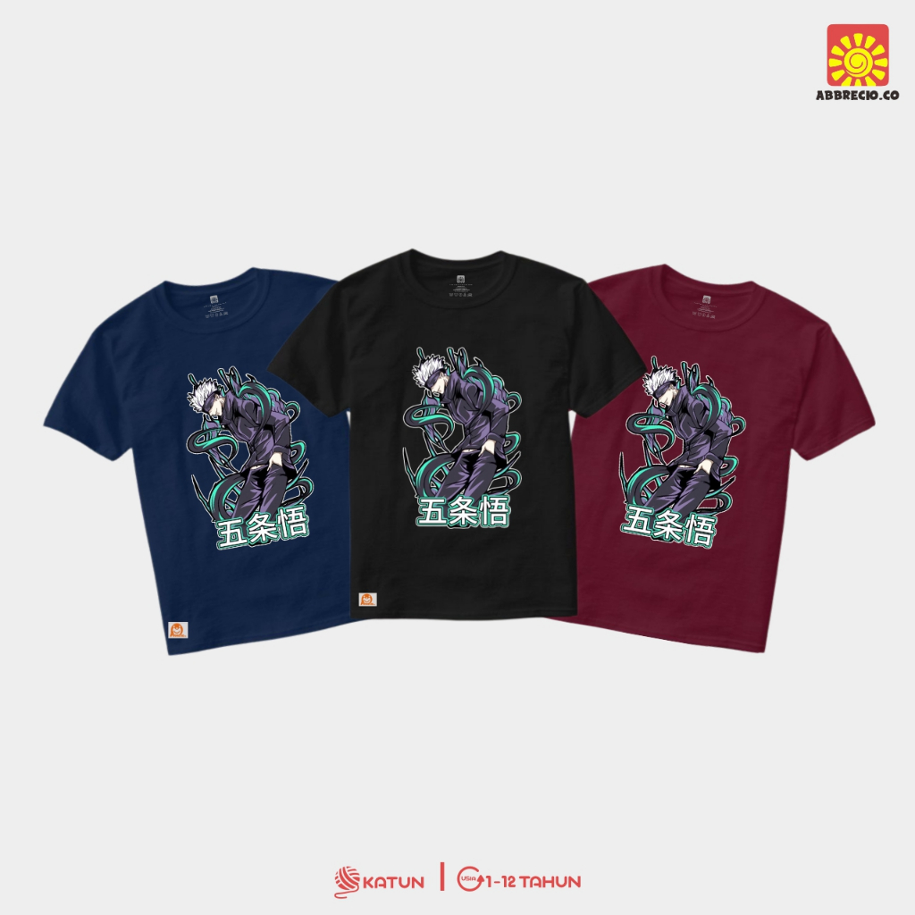 Kaos Anak Karakter Anime Jujutsu Gojo Satoru Baju Anak Laki Laki dan Perempuan