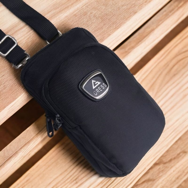 Tas Pinggang Hp Semi Kanvas Hitam PolosTas Selempang Mini Gatget Tas Paha Hp Tas Walet Kalung Leher