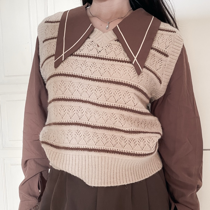 Ohisea - HAZEL TOP| Rajut Wanita Korea Murah | Rajut Premium Import | VEST RAJUT KOREA