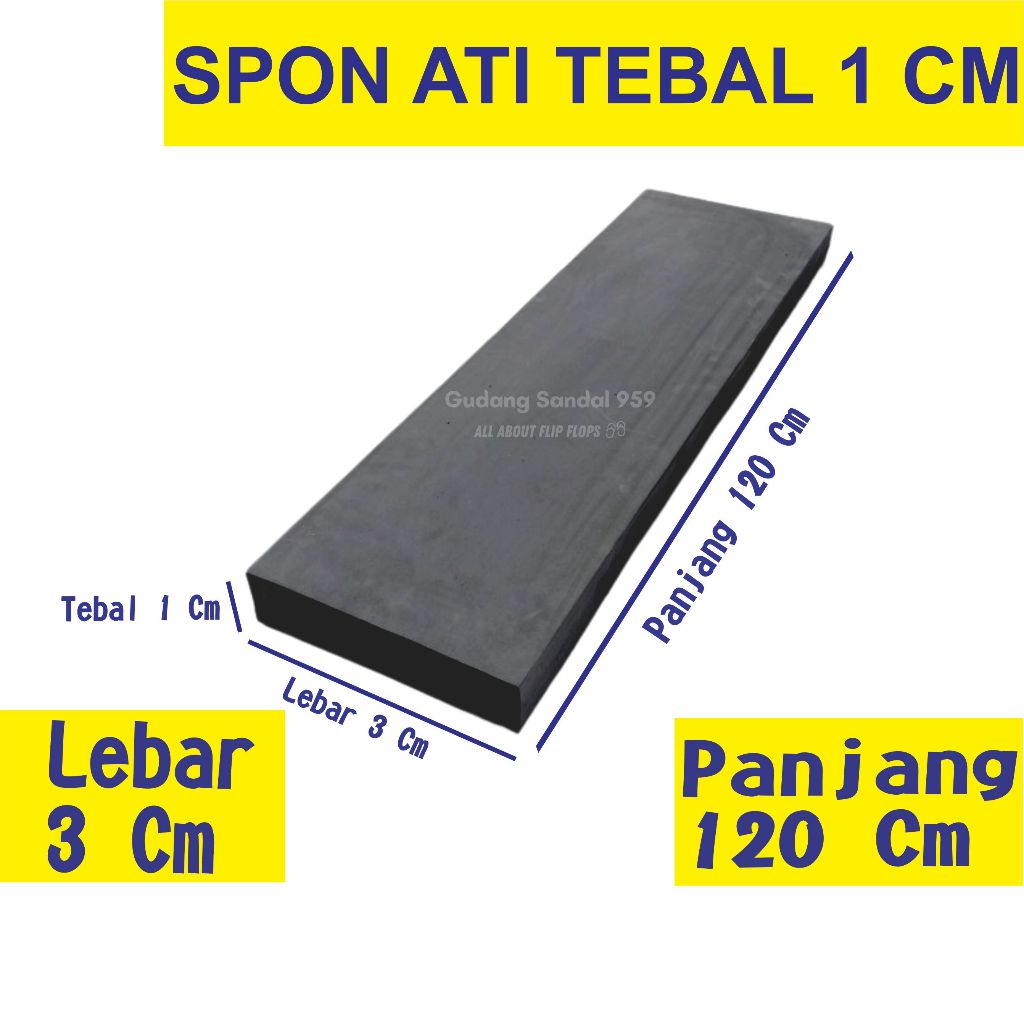 SPON ATI / BUSA ATI / SPON EVA TEBAL 1 CM WARNA HITAM UKURAN 3 CM X 120 CM