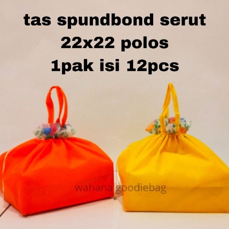 Spunbond Dus Kotak NasiBesekKotakBento  Tas Serut 22x22