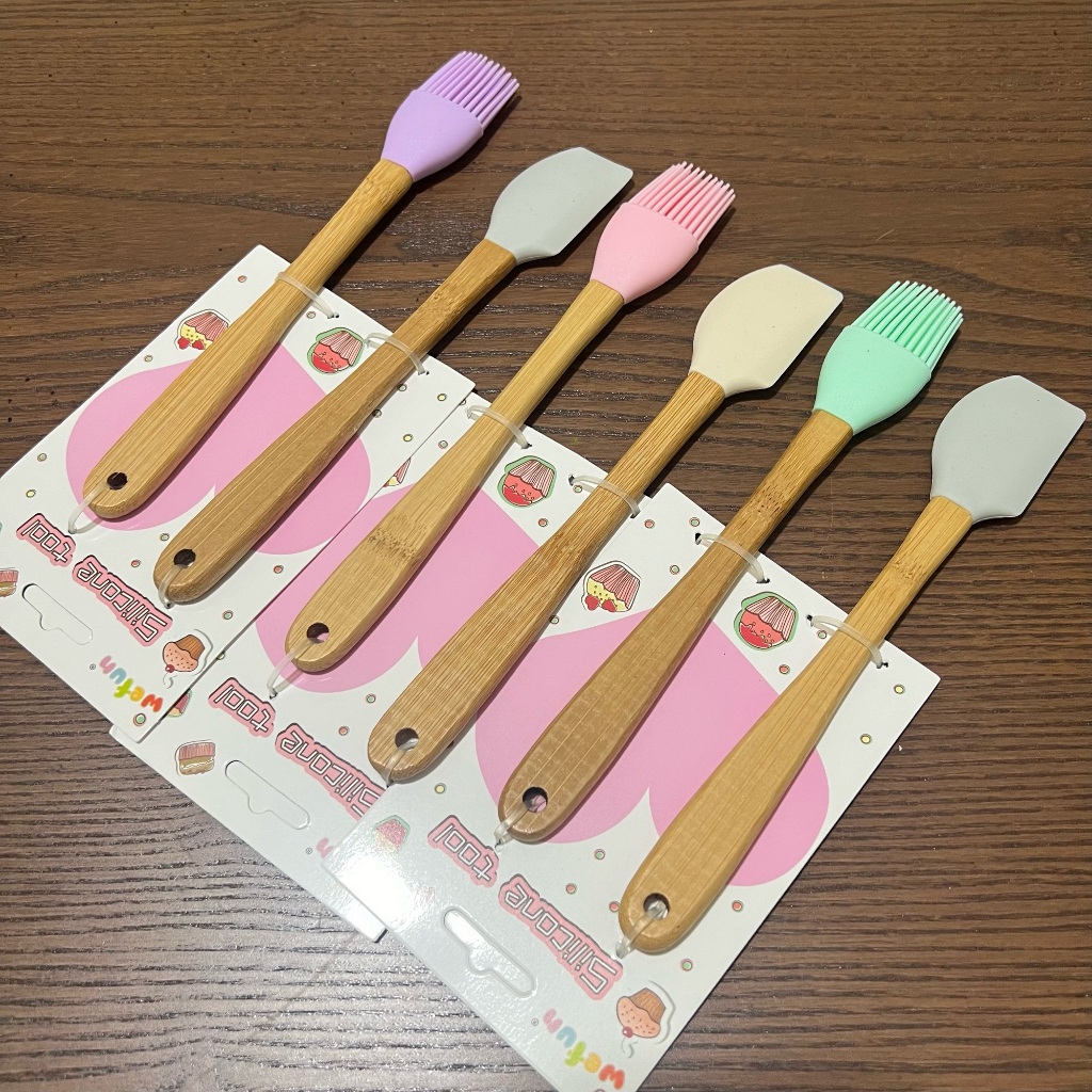 Kuas dan Spatula Silikon MINI SET Wefun Pastry Brush Silicone Baking Grill BBQ Serbaguna