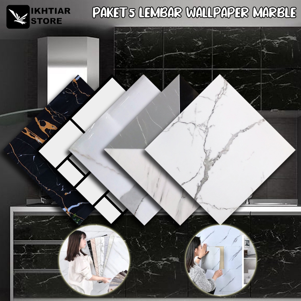 5 LEMBAR Wallpaper Marble Dinding Vinyl motif Marmer Meja Dapur /Alas Kompor /Kamar Mandi /Plavon /A