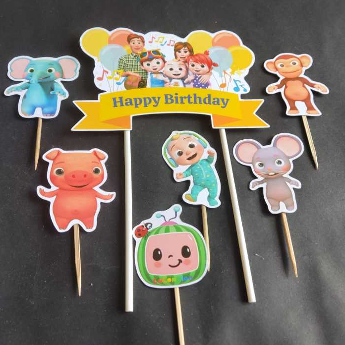 topper cocomelon happy birthday hiasan kue ulang tahun