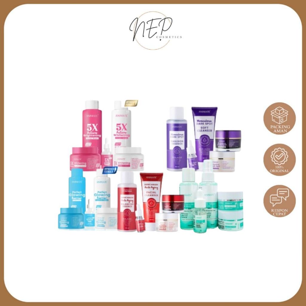 Paket Animate Skincare Cream Pemutih Wajah Paket Acne Solution Animate Whitening Paket Skincare BPOM