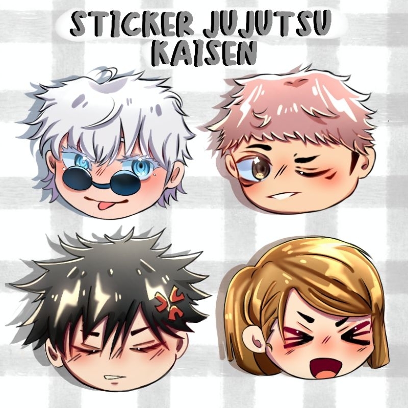 

4 PCS Sticker stiker jujutsu kaisen / stiker diecut / Yuuji itadori / Gojo satoru / Megumi fushiguro / Nobara kugisaki / sticker waterproof / Stiker custom / stiker anime / sticker aesthetic / sticker Tumblr / stiker dictionary / stiker buku