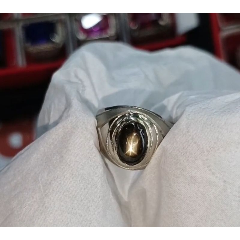 Batu akik alam black safir ster