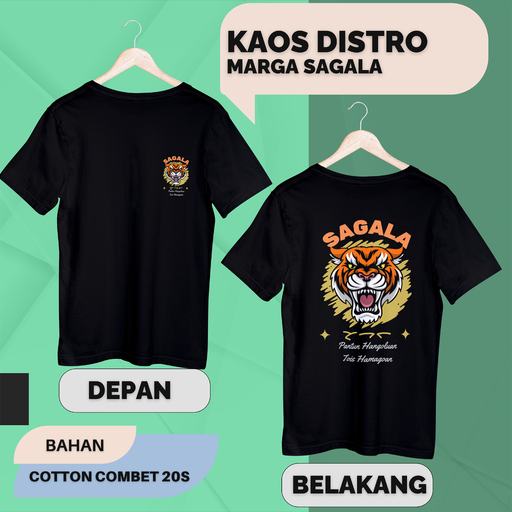 Kaos Distro batak motif tulisan marga sagala bahan cotton design depan dan belakang-adem nyaman