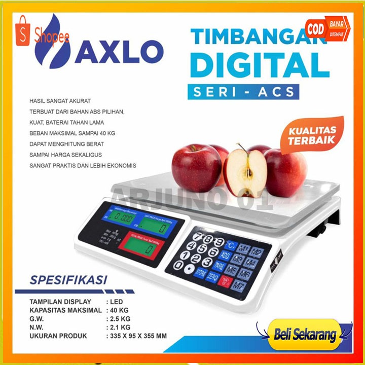 PROMO Timbangan Digital 40Kg AXLO A-940 Bisa Meja,Dapur,Buah,Laundry dll ORI mantap