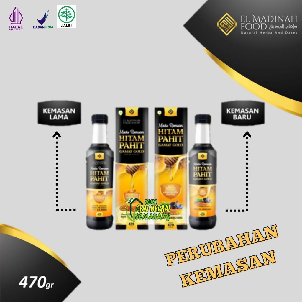 Madu Hitam Pahit Gamat Gold El Madinah 470 gr Original Obat Herbal Diabetes Stroke Liver Jantung Asa