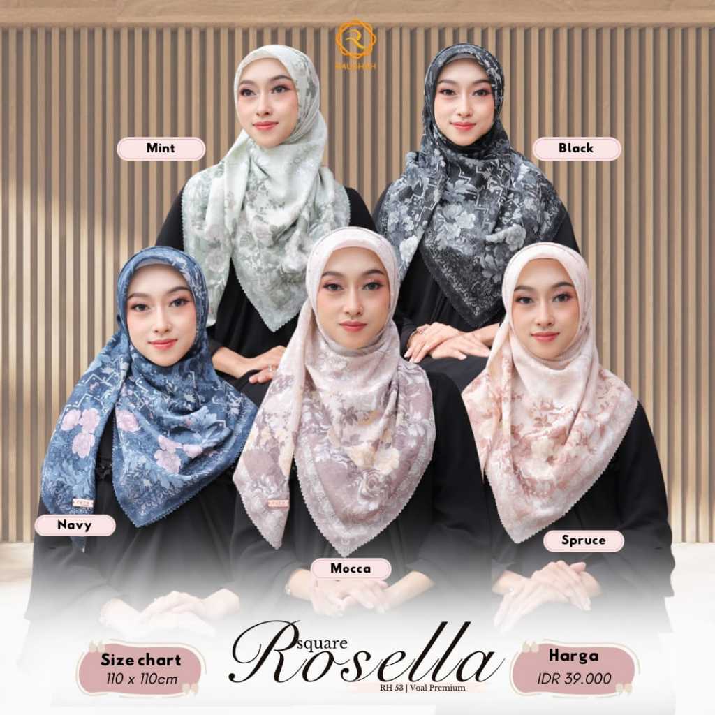 Segiempat Voal Motif Premium Nasya,Olivia, Rosella Square Zyza By Raudhah Ori