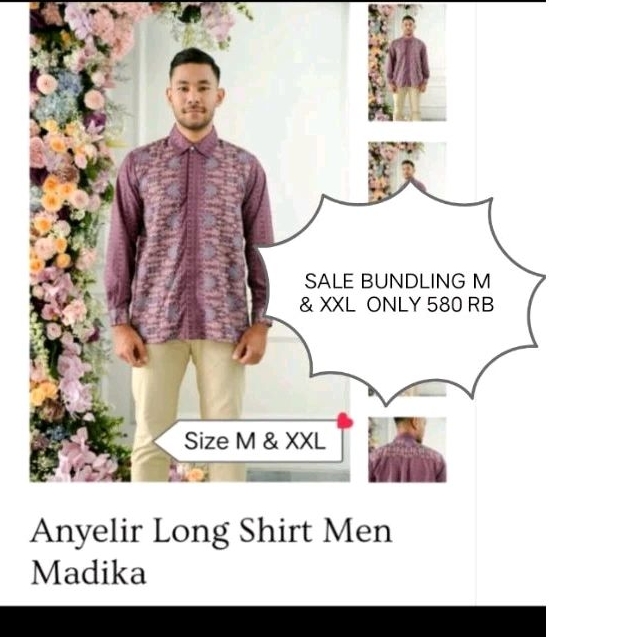 ANYELIR LONG SHIRT MEN - MADAIKA SIZE M & XXL WEARING KLAMBY RUBY MANDAYA MELCIA ADAYA DRESS BLOUSE