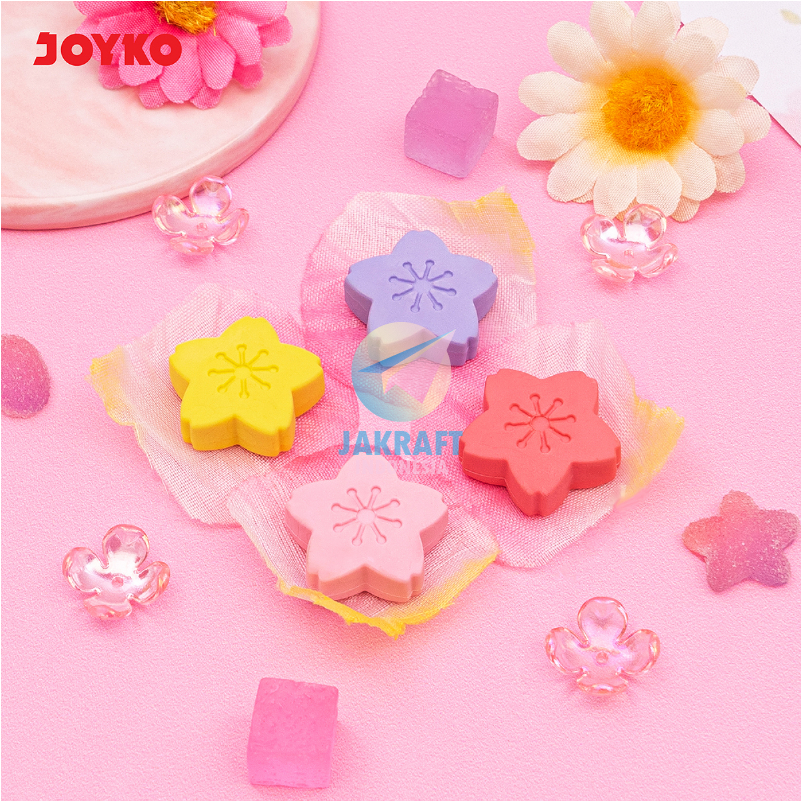 

(4 Pcs) Penghapus Sakura Flower Fancy Lucu JOYKO ER-142 Bunga Blossom Jepang Flower Pencil Eraser Warna Warni Berkualitas