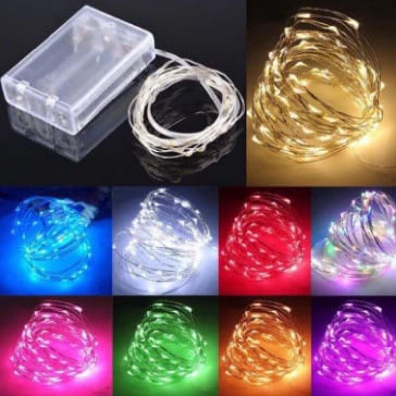Lampu Tumblr Kawat Mini 10 Meter 100 LED Lampu Tumbler Baterai Lampu