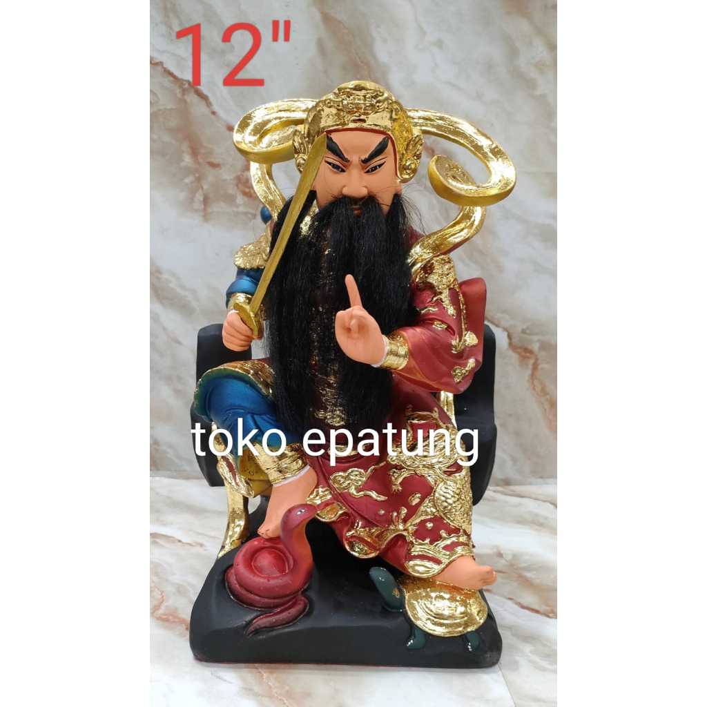 patung dewa hian tian shang ti / siong te kong - merah - 12 inch - fiber -24