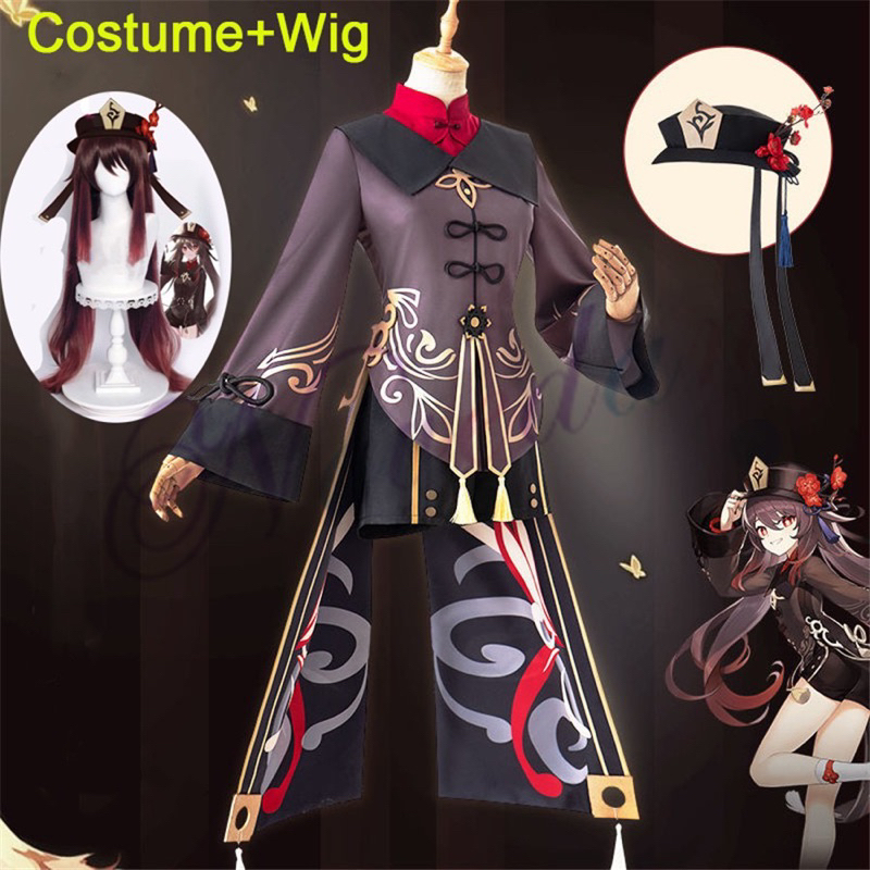 Hu tao kostum cosplay cincin topi wig aksesoris hutao hu tao genshin impact