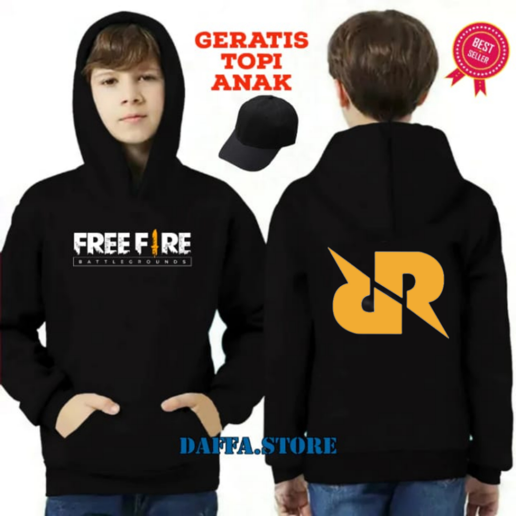 Switer Hoodie Anak FREE FIRE RRQ - Jaket FF RRQ - Hoodie FREE FIRE RRQ / Sweater FF RRQ Usia 2-13 TA