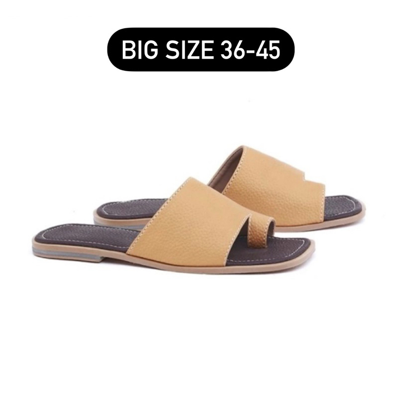 MK SZ 36-45 Sandal Jumbo Wanita Kulit Asli / Sendal Slop Garut BIGSIZE Krem