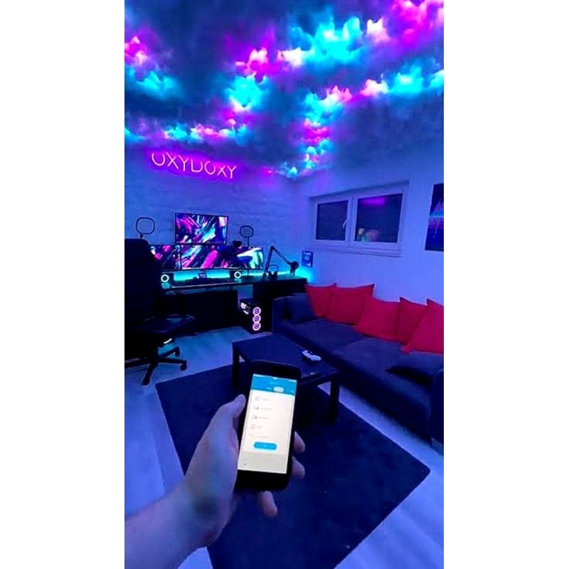 Fast_Buying Fullset 1X1 - 4X4 Meter Lampu Awan Dakron Running Efek Petir Full Atap Tinggal Colok