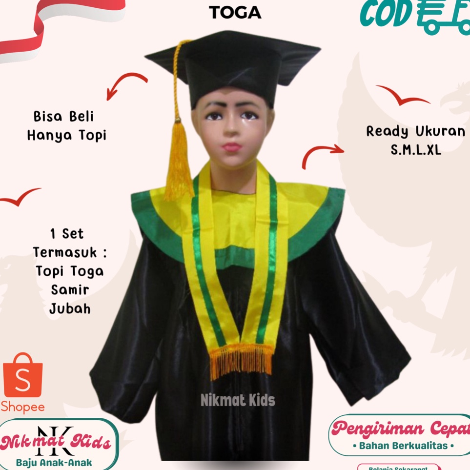 Murah Terlaris  Baju toga anak seragam wisuda anak tk laki laki perempuan