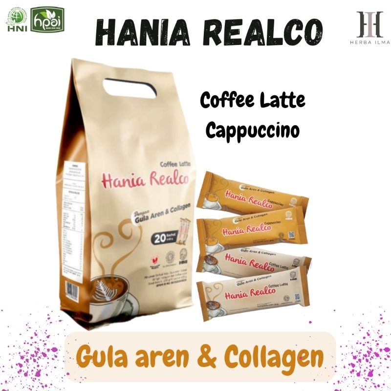 

HANIA REALCO ISI 10 Sachet REALCO CAPPUCCINO & LATTE. KOPI GULA AREN DAN KOLAGEN