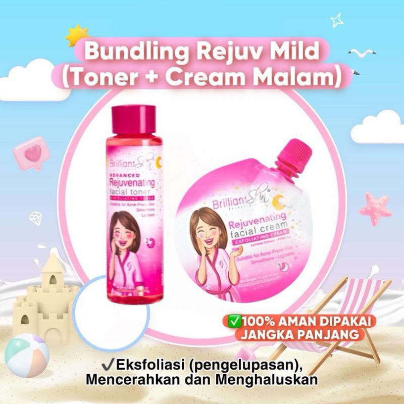 Rejuv MILD (Toner jumbo + cream malam) Brilliant skin