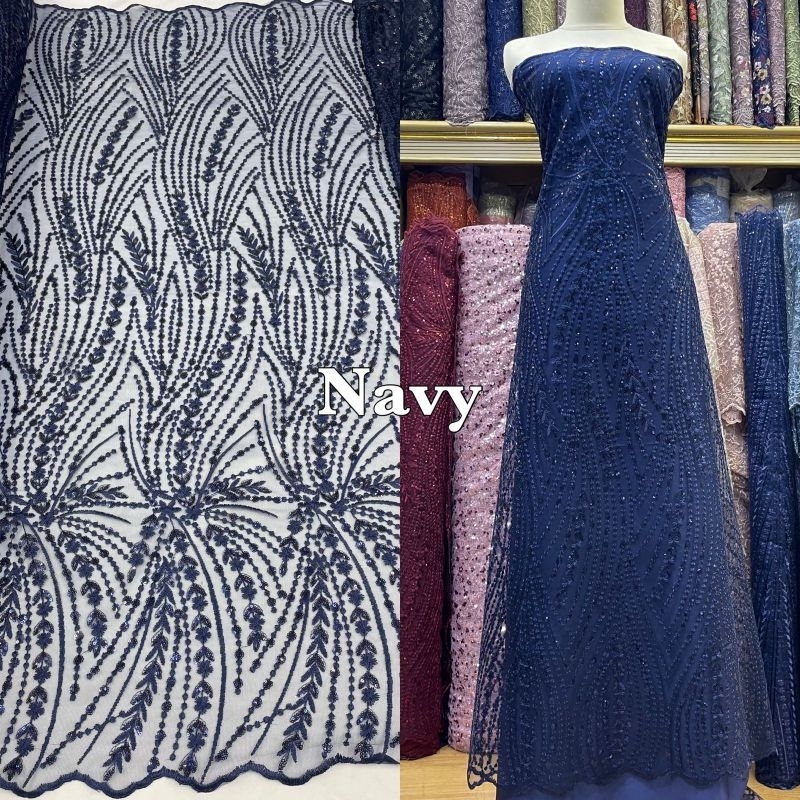 Bahan kain Tile Lace Obral Full Payet