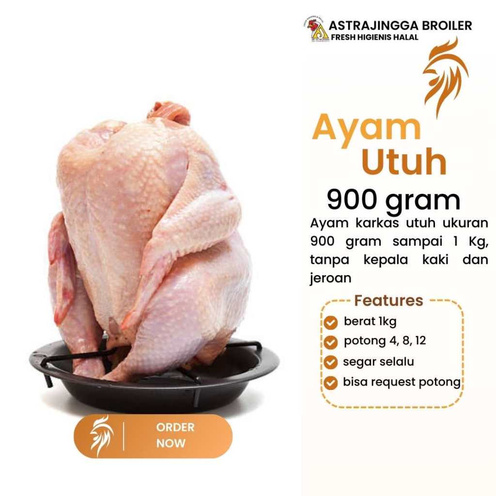 

Ayam Karkas Broiler Utuh 0,9 - 1kg astrajingga broiler