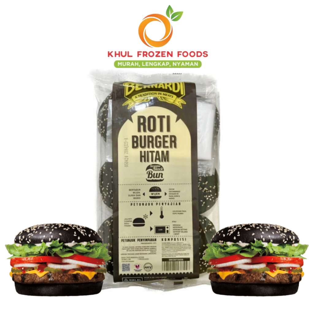 

Bernardi Roti Burger Wijen Hitam 300gr / roti burger bernardi / roti burger hitam / black sesame / isi 6 / Khul Frpzen Foods