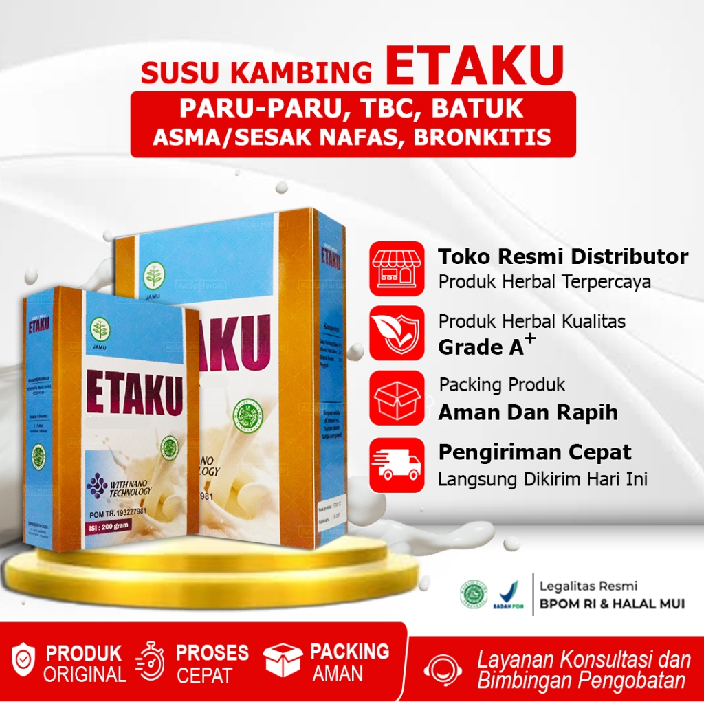 

Susu Etaku Untuk Kesehatan Paru Paru TBC Batuk Berdarah Bronkitis Asma Sesak Nafas Untuk Anak Dan Dewasa Walatara Goat Milk 100% Asli Original