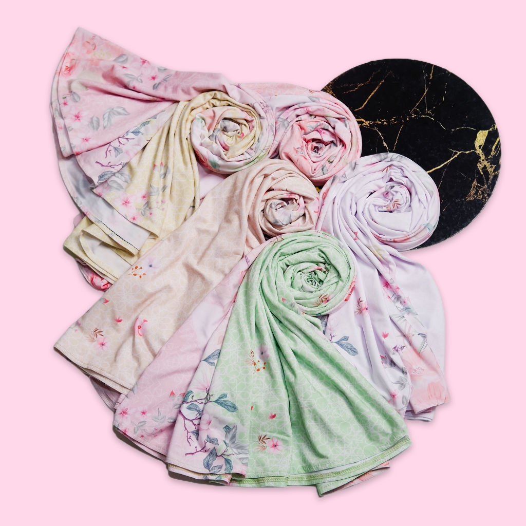 Hijab Bergo Motif Bunga Manzil Yas Hijab Bergo Motif Flower Jilbab Instan Premium