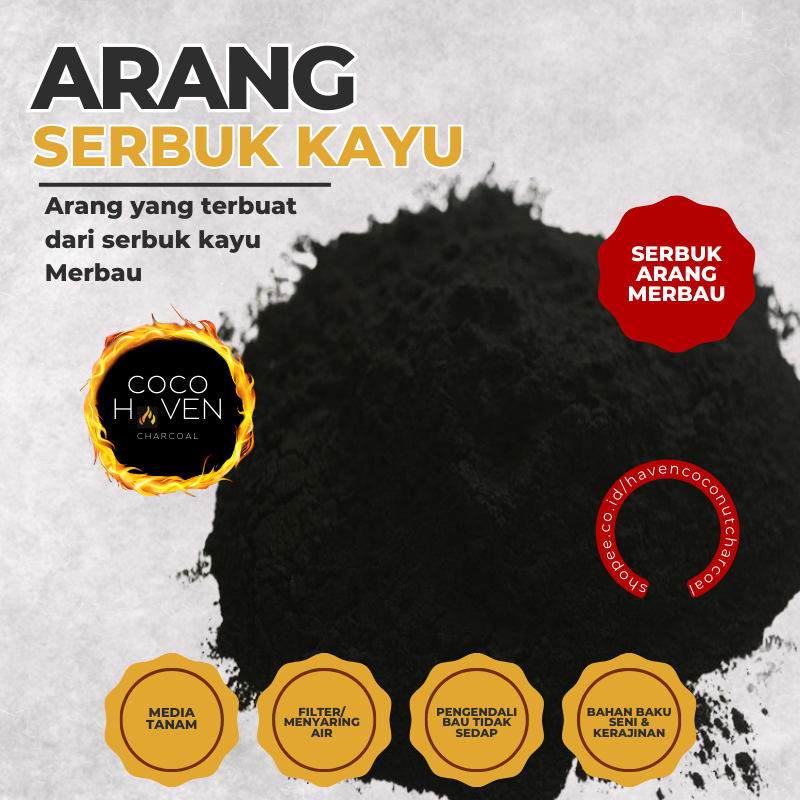 Serbuk Arang Kayu Merbau Halus 1 Kg Premium Media Tanam Filter Air Bubuk Serbuk Areng Briket Arang K