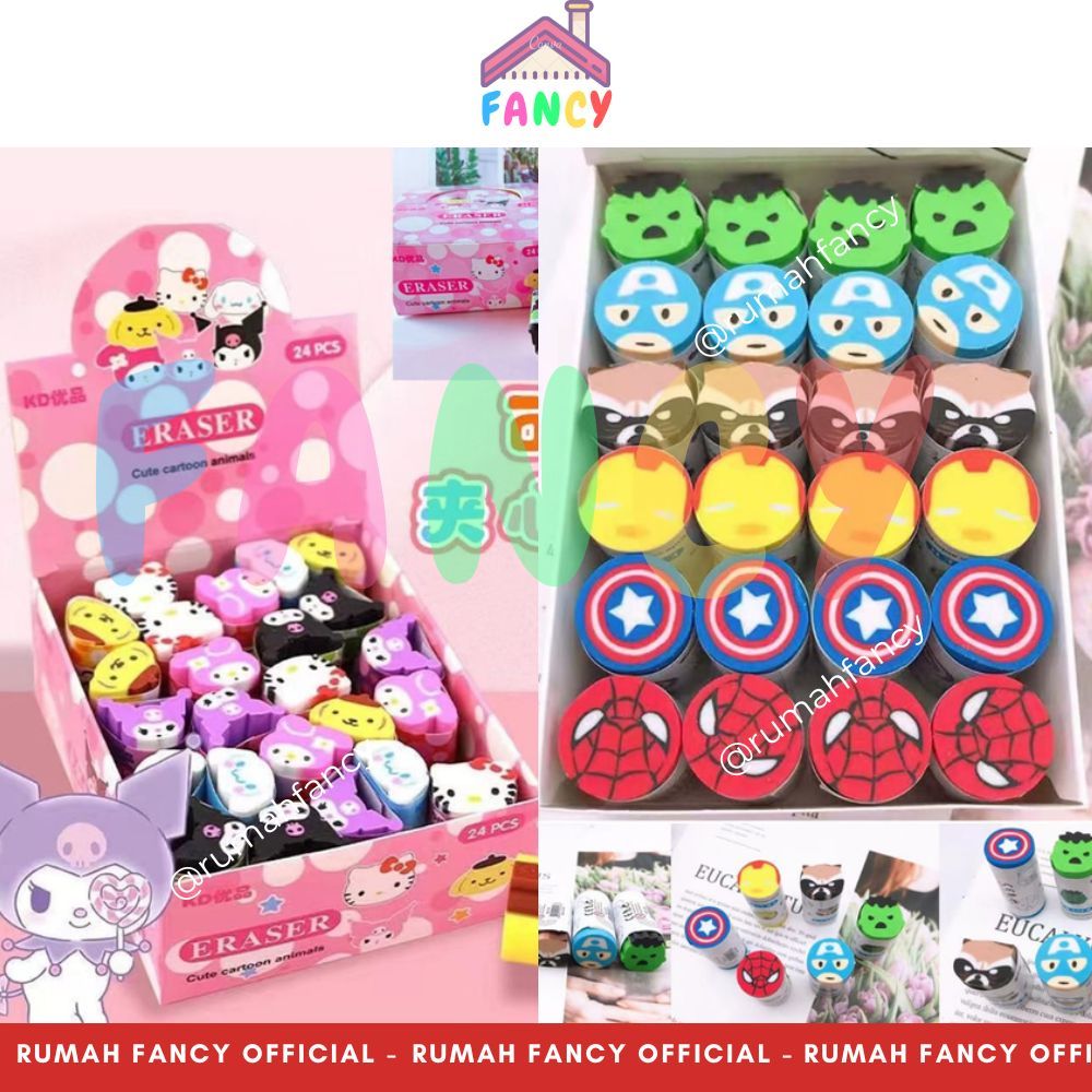 

[GROSIR] 1 Box isi 36 Pcs / 24 Pcs Penghapus Karet / Stip KURO MELODI Kitty / Superhero / Sport Football Basketball Tennis Sportball Anak / Penghapus Lucu / Hapusan Unik / Eraser Karet Motif